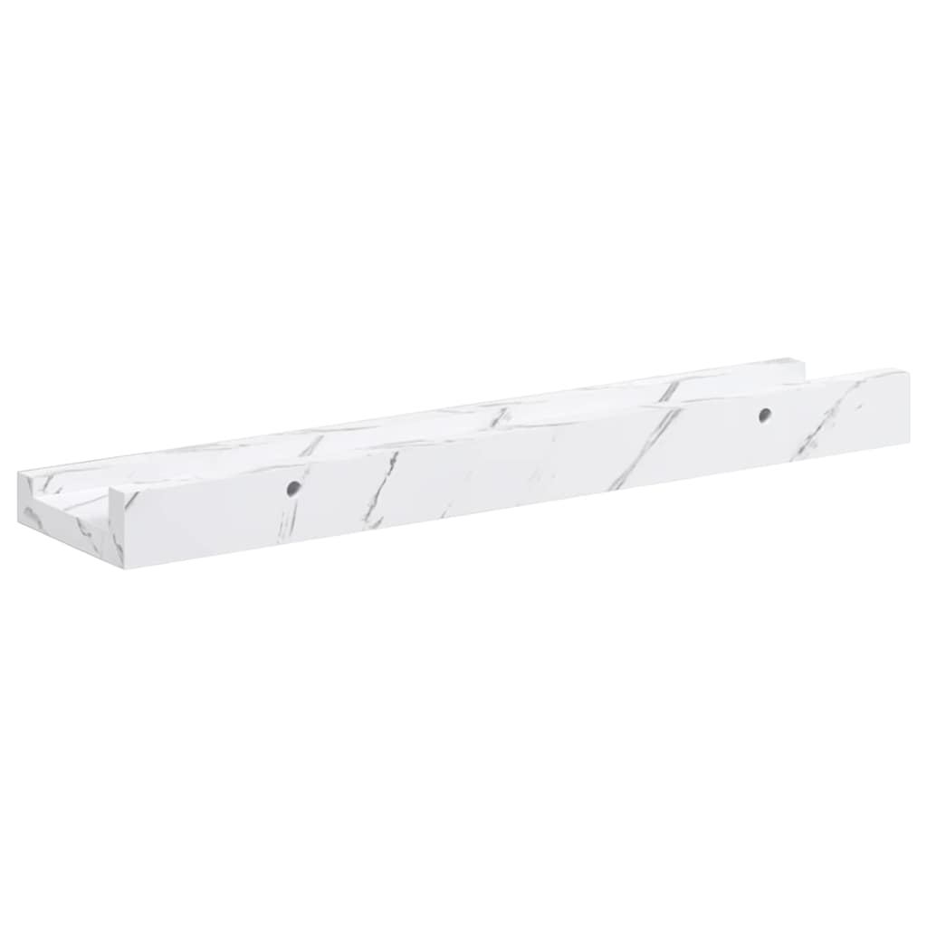 Vegghylle 4 pcs Hvit marmor 40 x 9 x 3 cm Konstruert tre