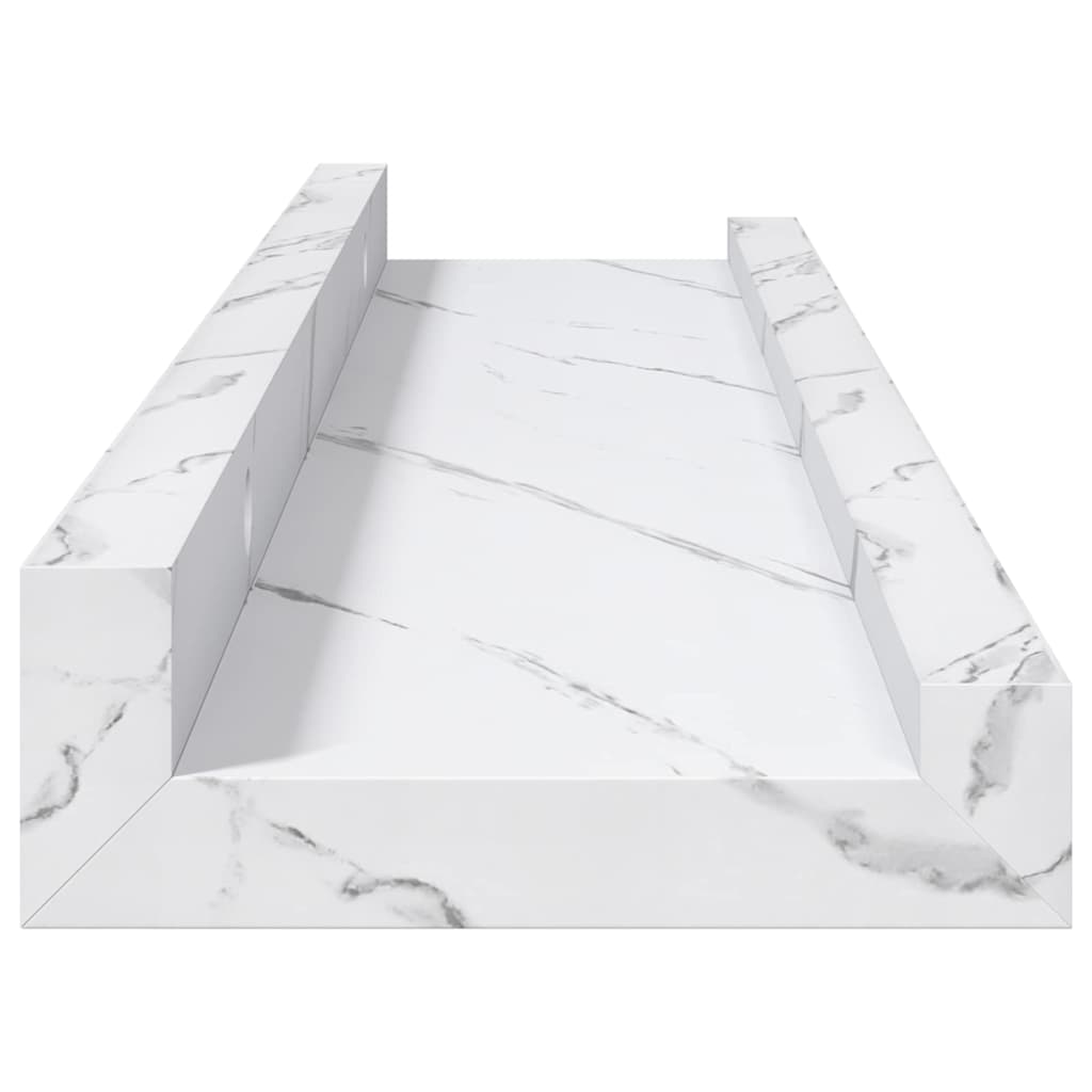 Vegghylle 4 pcs Hvit marmor 40 x 9 x 3 cm Konstruert tre