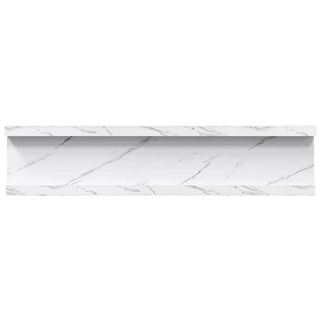 Vegghylle 4 pcs Hvit marmor 40 x 9 x 3 cm Konstruert tre