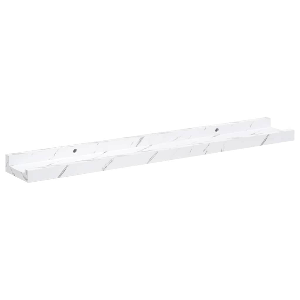 Vegghylle 4 pcs Hvit marmor 60 x 9 x 3 cm Konstruert tre