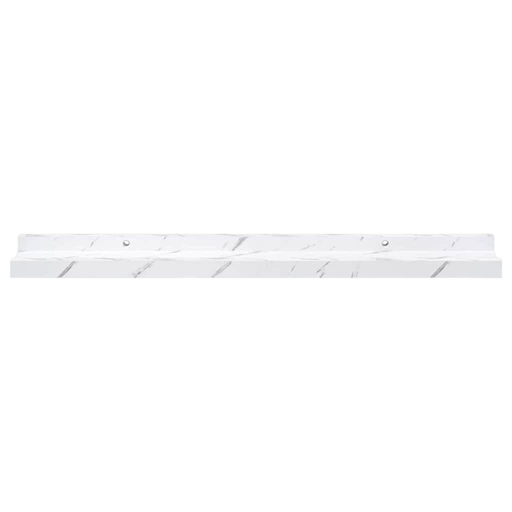 Vegghylle 4 pcs Hvit marmor 60 x 9 x 3 cm Konstruert tre