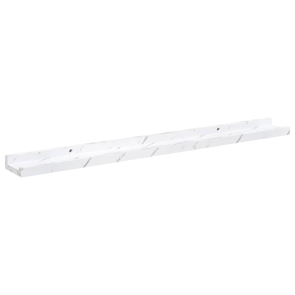 Vegghylle 4 pcs Hvit marmor 80 x 9 x 3 cm Konstruert tre