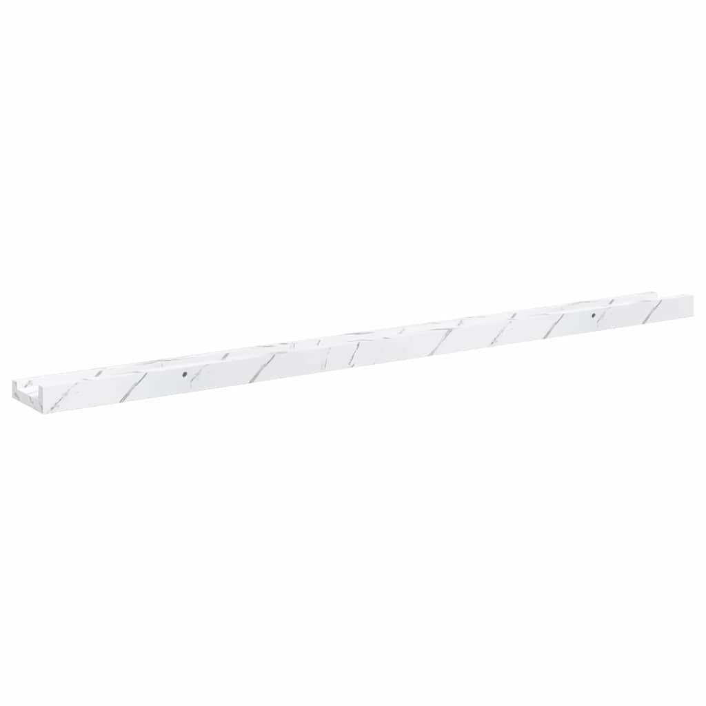Vegghylle 4 pcs Hvit marmor 100 x 9 x 3 cm Konstruert tre