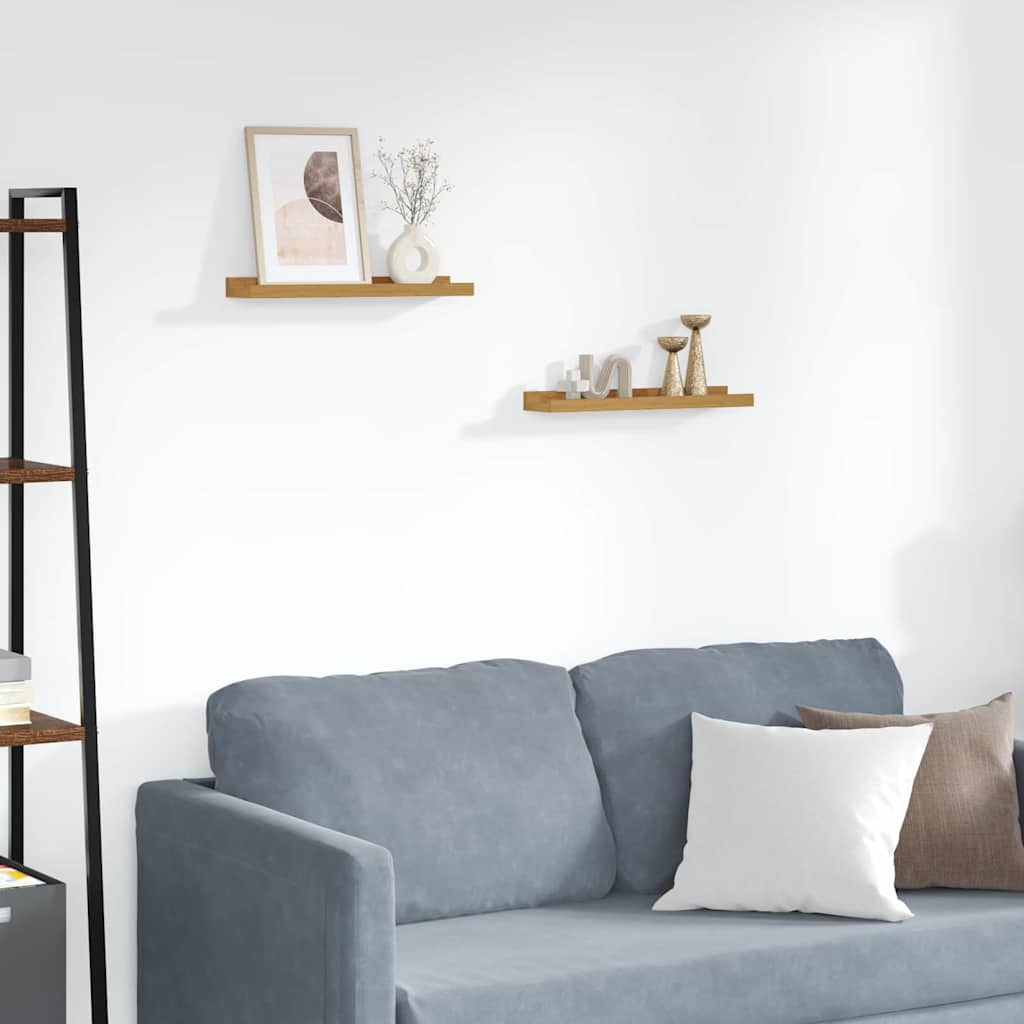 Vegghylle med hylle 2 pcs Beige 40 x 9 x 3 cm Konstruert tre