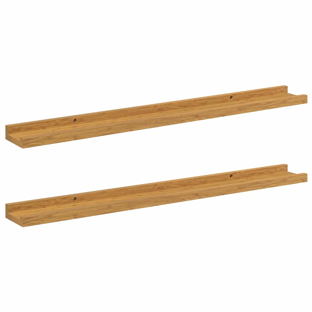 Vegghylle med hylle 2 pcs Beige 80 x 9 x 3 cm Konstruert tre