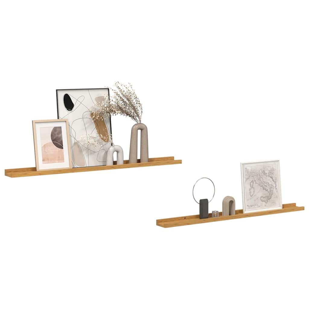 Vegghylle med hylle 2 pcs Beige 100 x 9 x 3 cm Konstruert tre