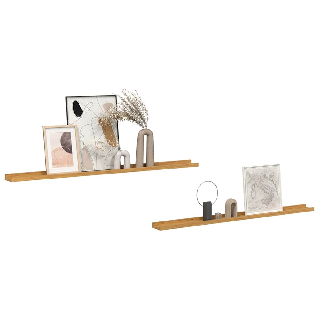 Vegghylle med hylle 2 pcs Beige 115 x 9 x 3 cm Konstruert tre