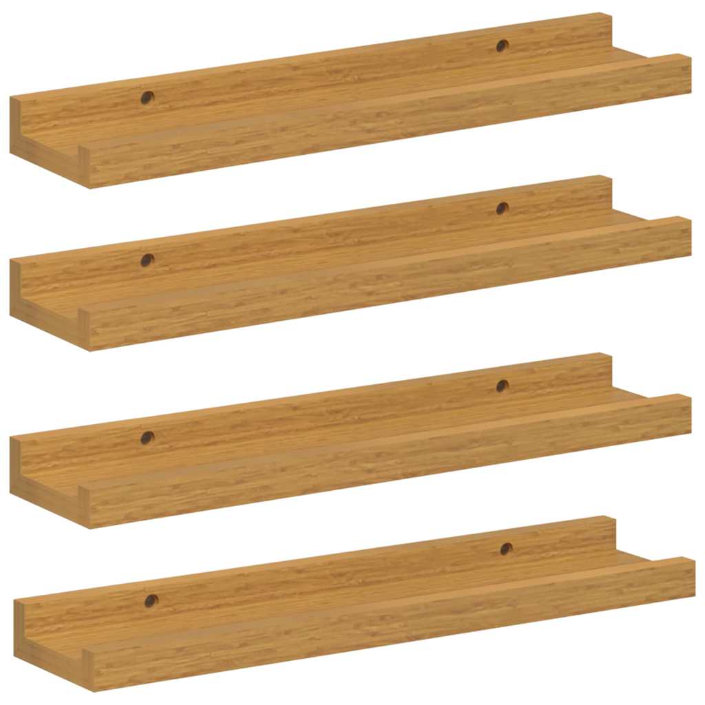 Vegghylle med hylle 4 pcs Beige 40 x 9 x 3 cm Konstruert tre