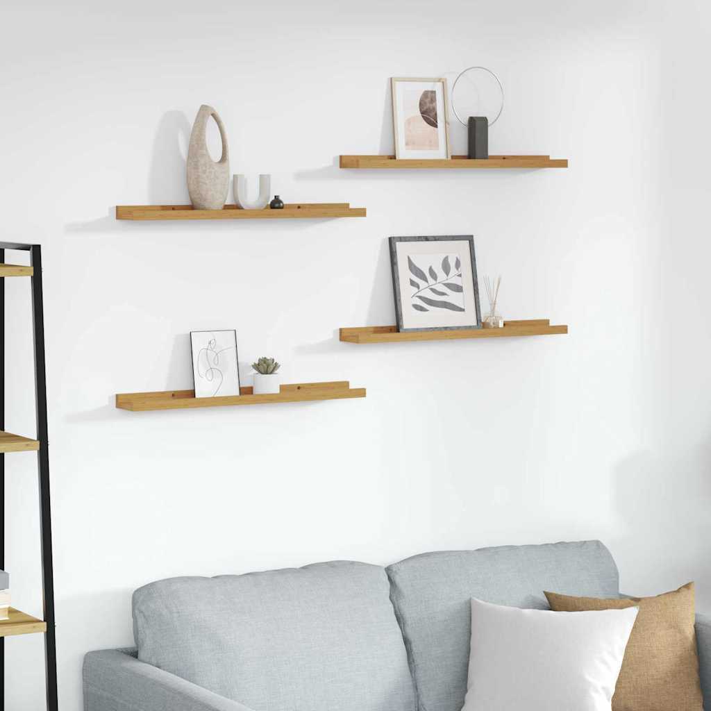 Vegghylle med hylle 4 pcs Beige 60 x 9 x 3 cm Konstruert tre