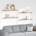 Vegghylle med hylle 4 pcs Beige 115 x 9 x 3 cm Konstruert tre