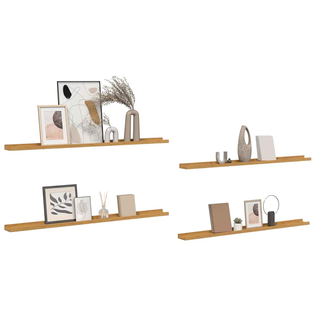 Vegghylle med hylle 4 pcs Beige 115 x 9 x 3 cm Konstruert tre