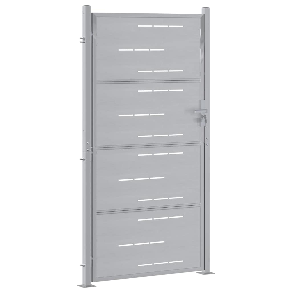 Hageport med lås sølv 85 x 196 cm Rustfritt Stål