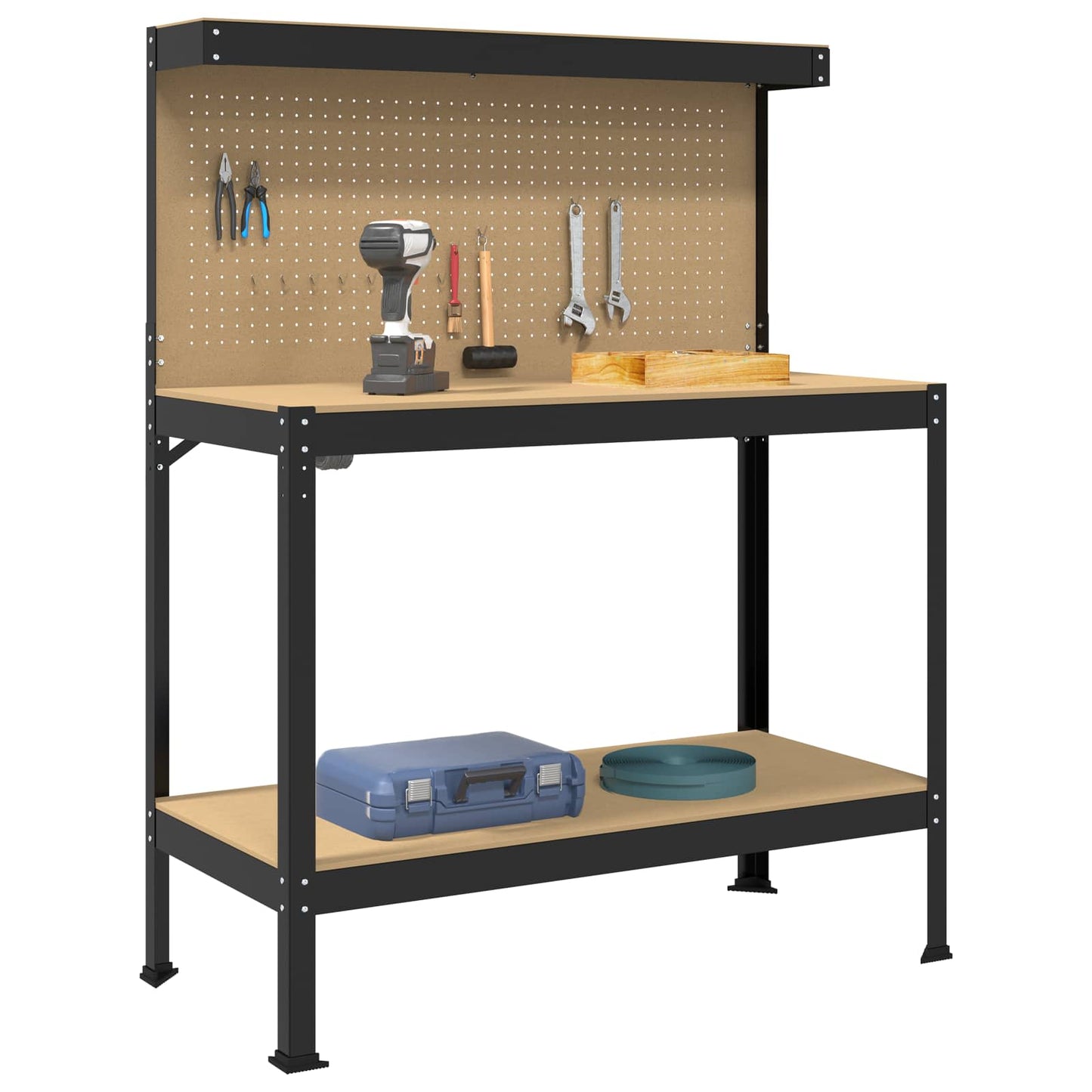 Arbeidsbenk Svart 114 x 54 x 145 cm Ingeniørtre og metall