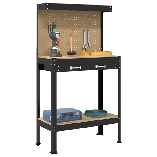 Arbeidsbenk Svart 81 x 41 x 145 cm Ingeniørtre og metall