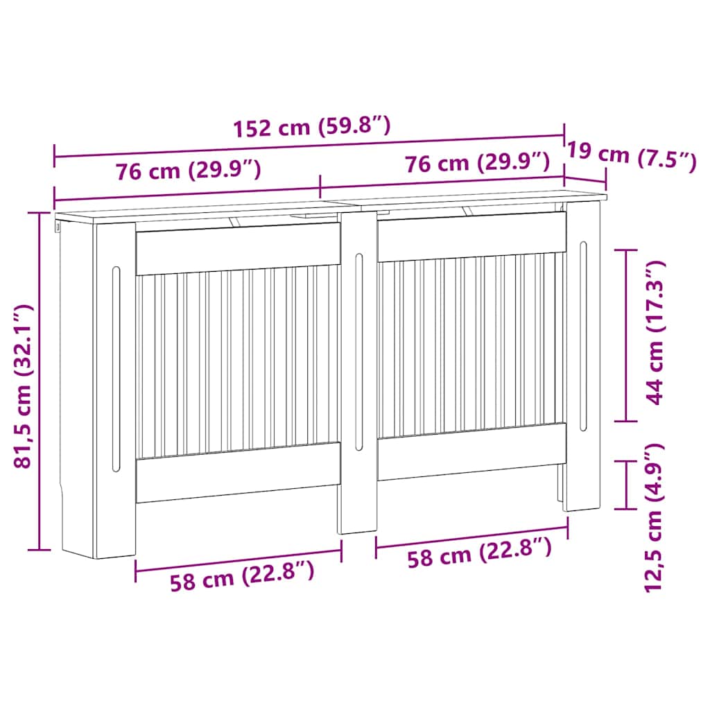 Radiator Deksel Gamle tre 152 x 19 x 81,5 cm Konstruert tre