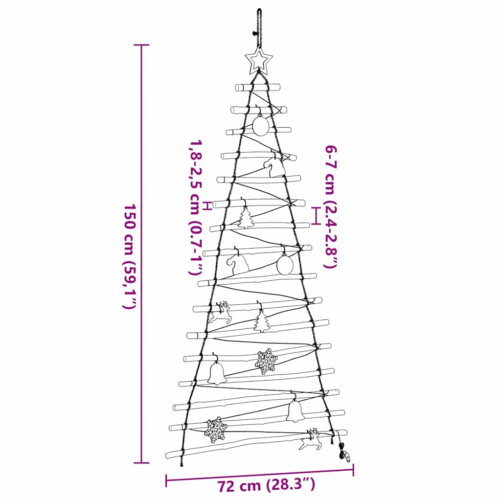 Juletre med 80 LED Naturlig 150 cm heltre ask