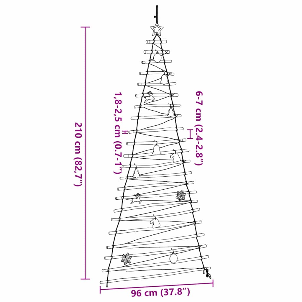 Juletre med 130 LED Naturlig 210 cm heltre ask