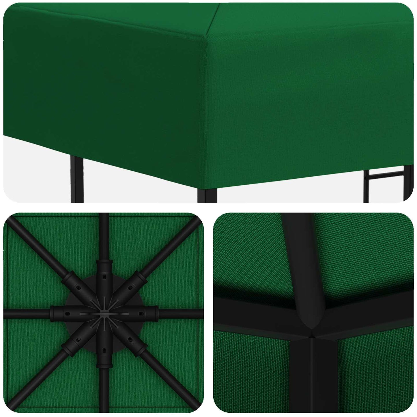 Paviljong 3 x 3 m Grønn Polyester og stål 190 gsm
