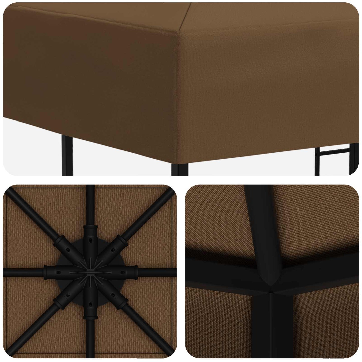 Paviljong 3 x 3 m Gråbrun Polyester og stål 190 gsm