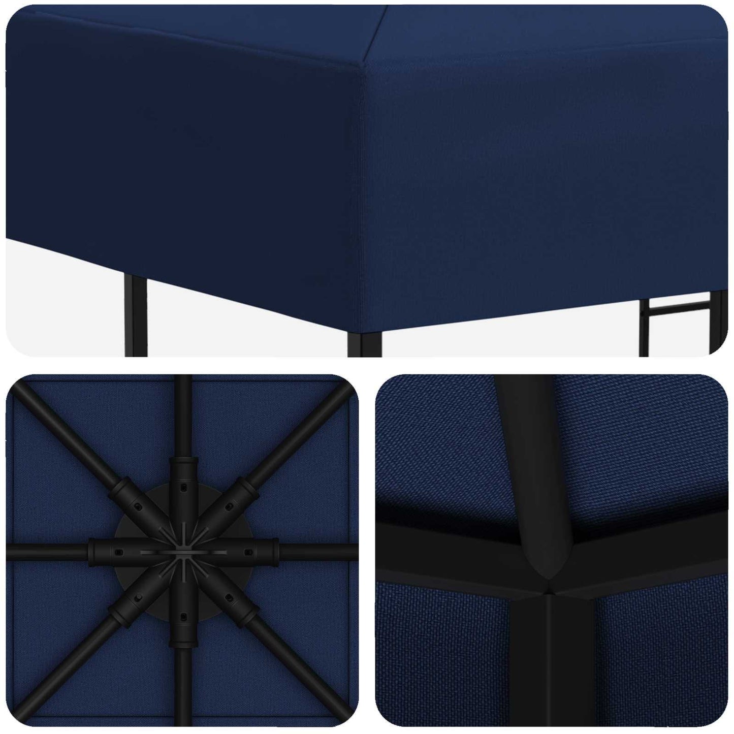 Paviljong 3 x 3 m Blå Polyester og stål 190 gsm