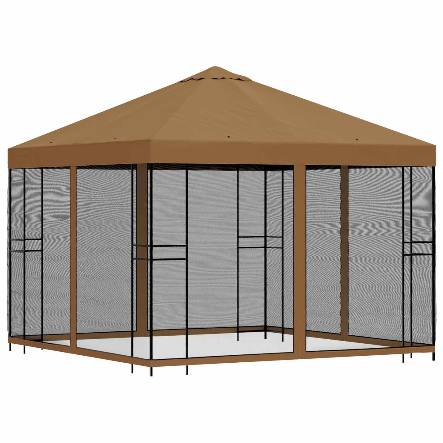 Hagepaviljong med sidevegger 3 x 3 m Beige Polyester og stål