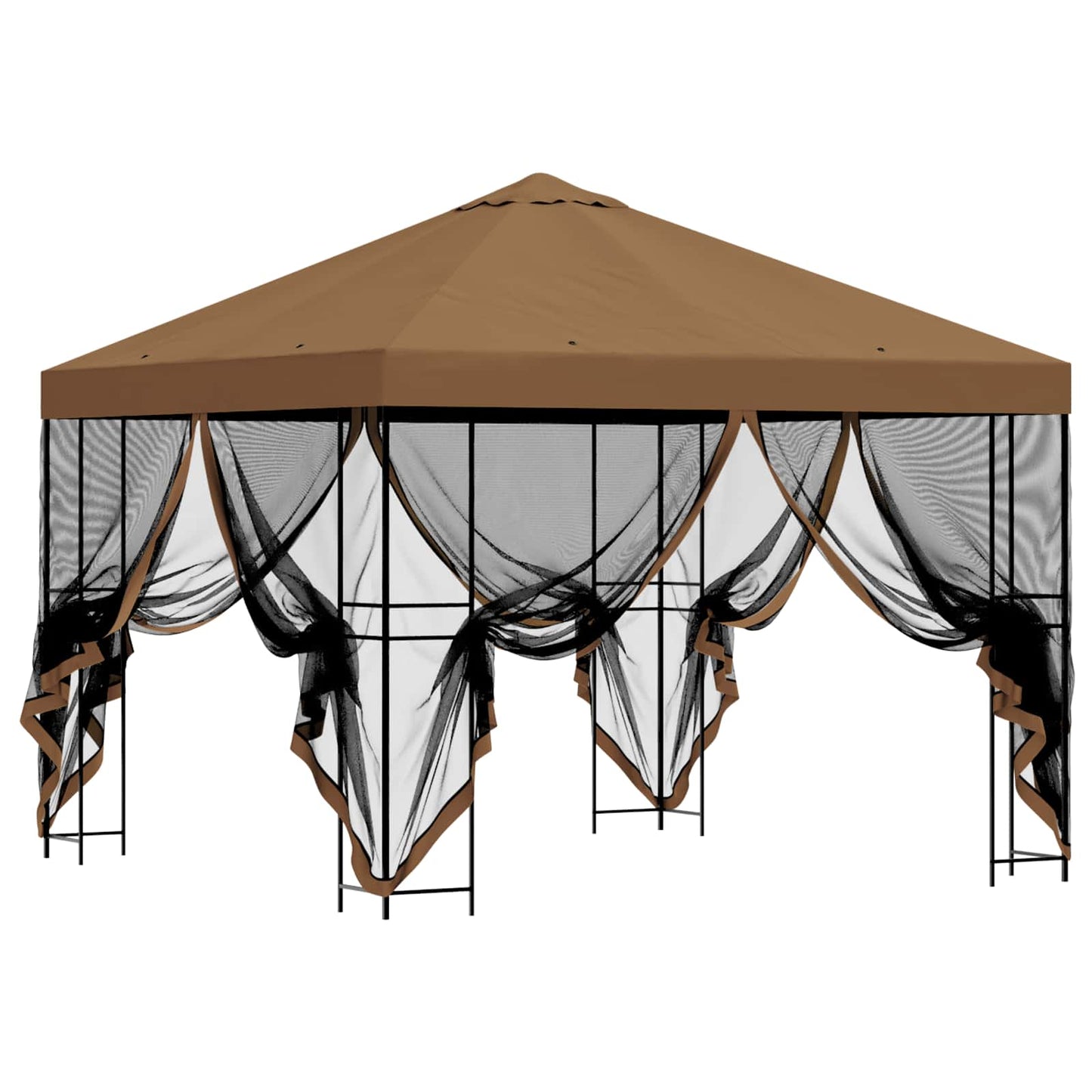 Hagepaviljong med sidevegger 3 x 3 m Beige Polyester og stål