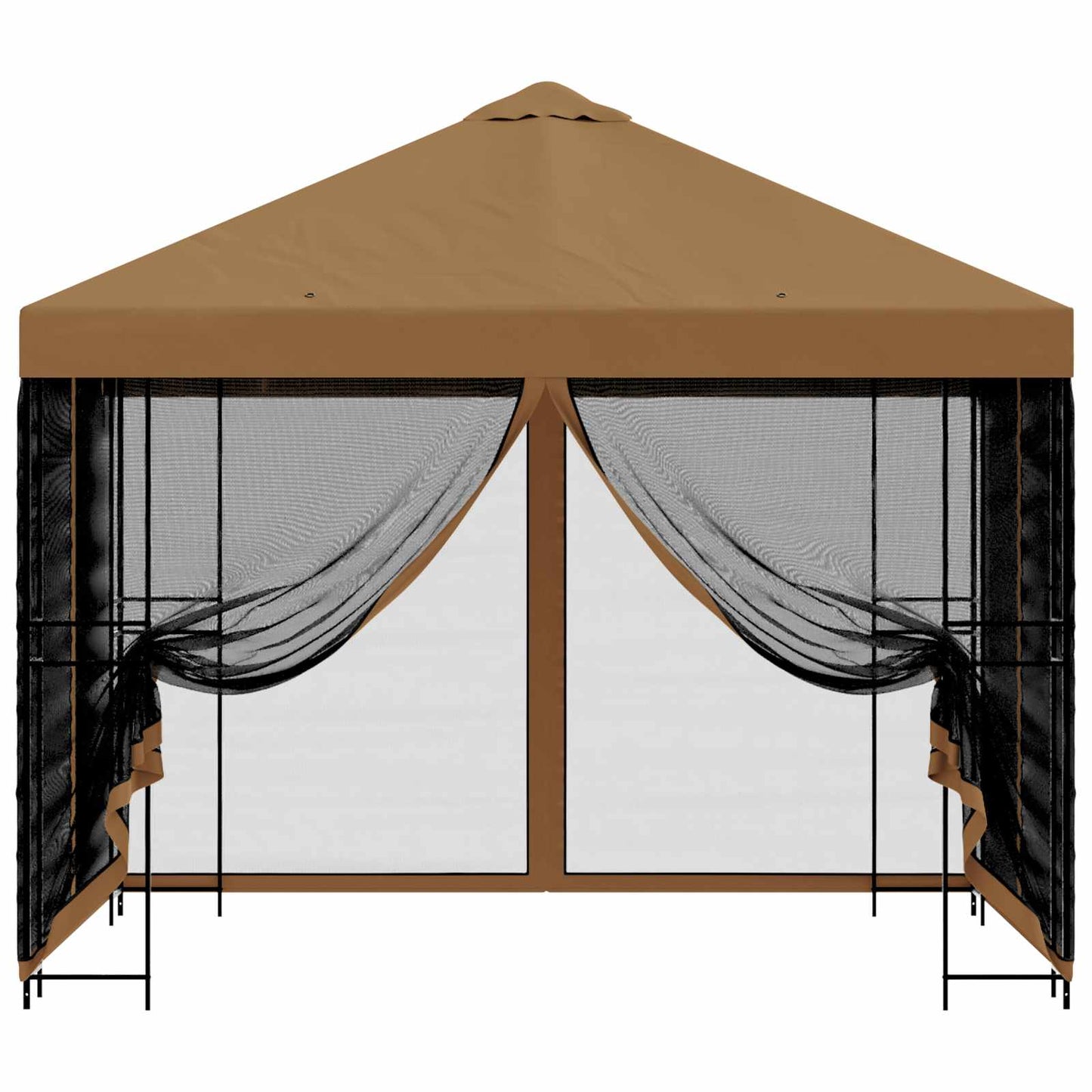 Hagepaviljong med sidevegger 3 x 3 m Beige Polyester og stål