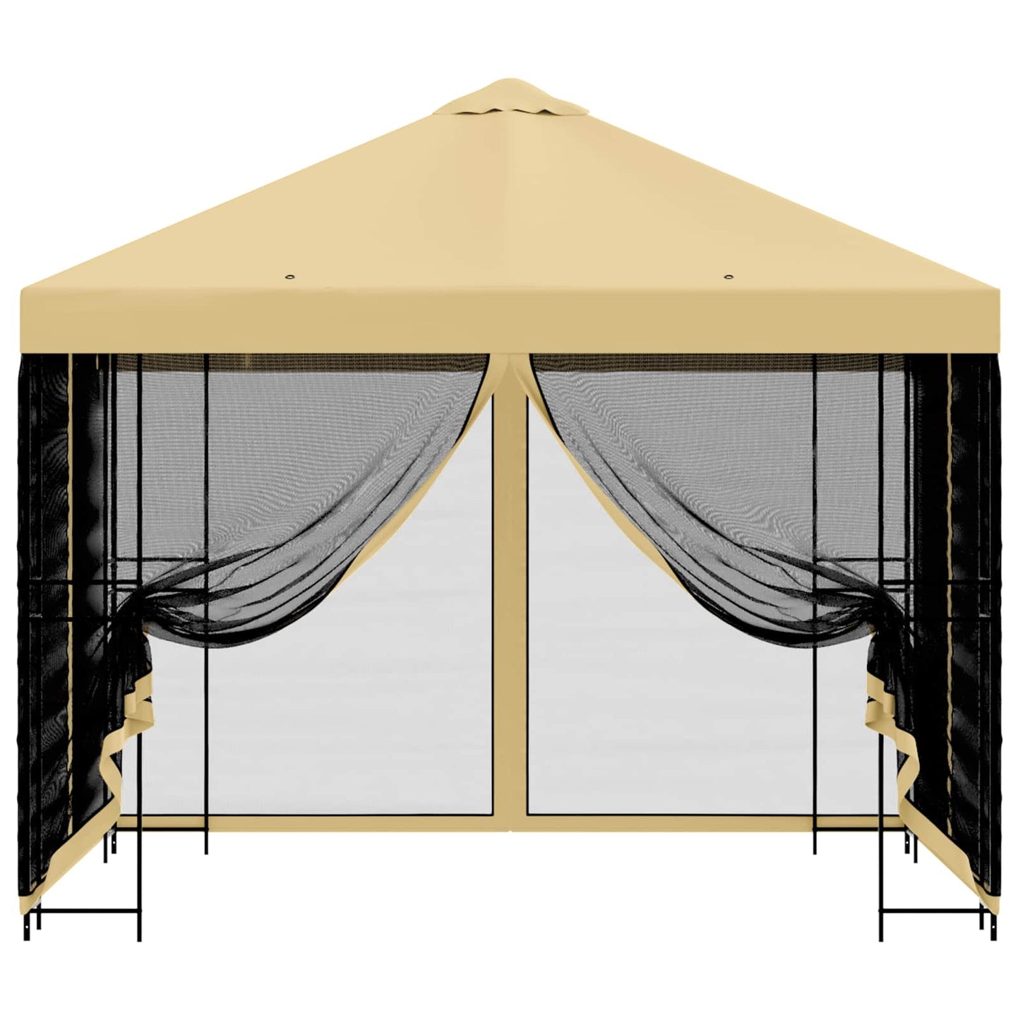 Hagepaviljong med sidevegger 3 x 3 m Krem Polyester og stål