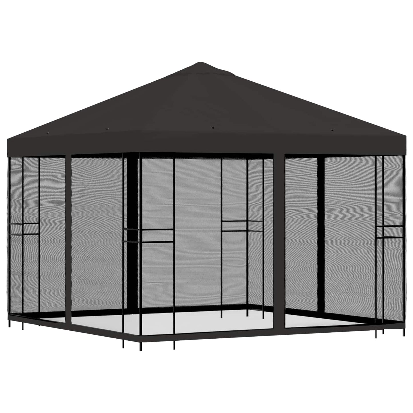 Hagepaviljong med sidevegger 3 x 3 m Antrasitt