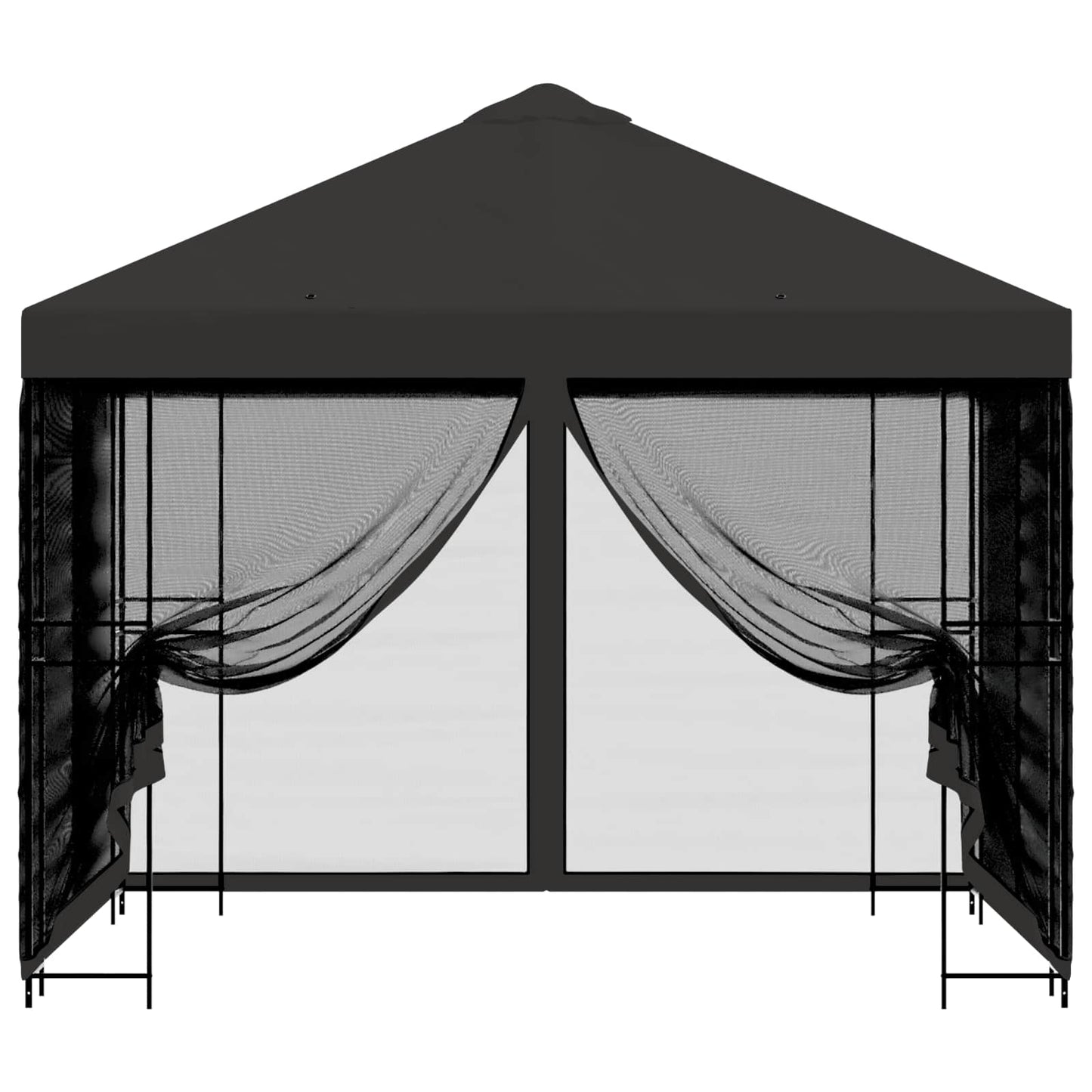 Hagepaviljong med sidevegger 3 x 3 m Antrasitt
