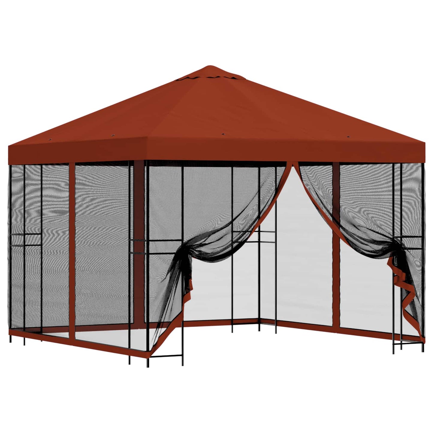 Hagepaviljong med sidevegger 3 x 3 m Terrakotta