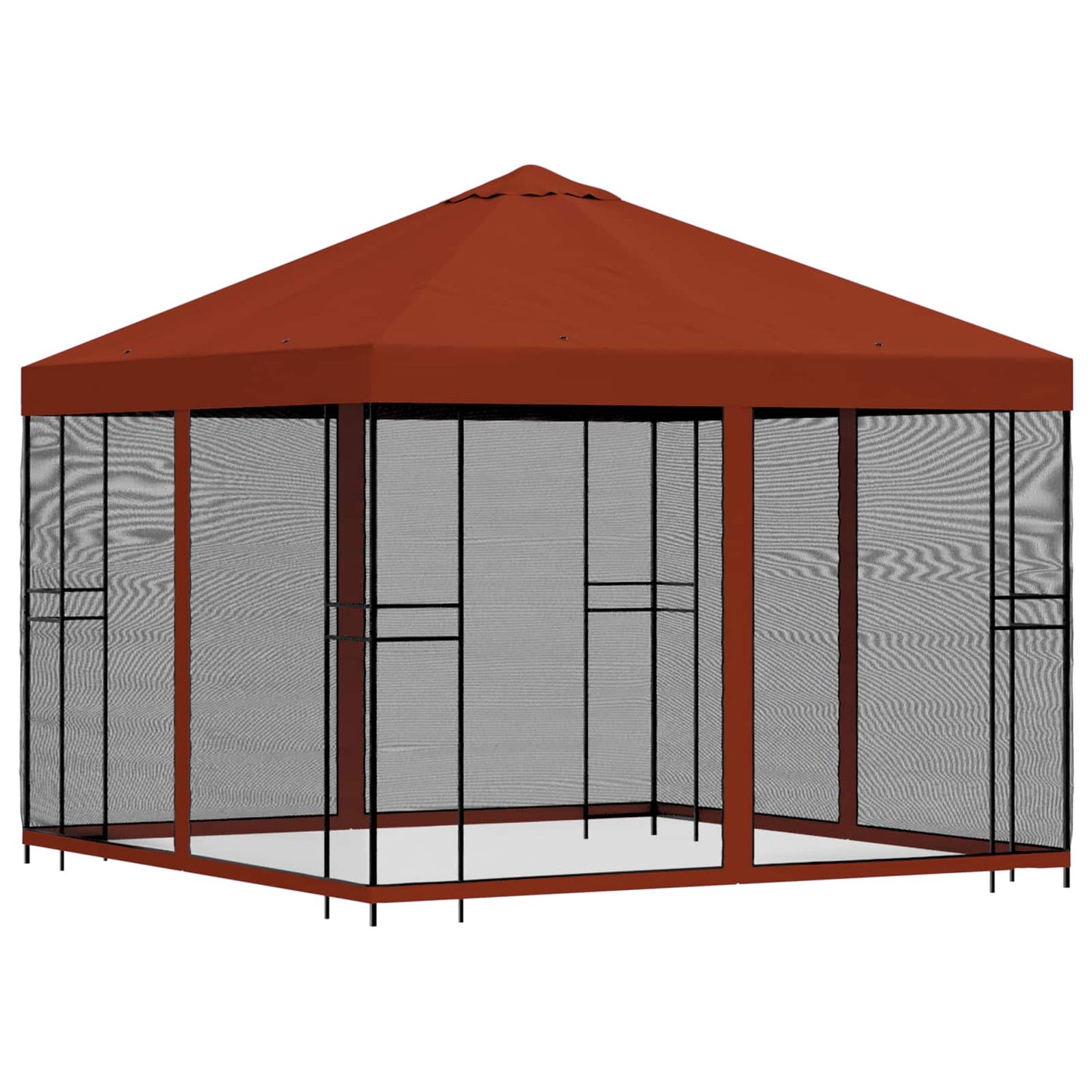 Hagepaviljong med sidevegger 3 x 3 m Terrakotta