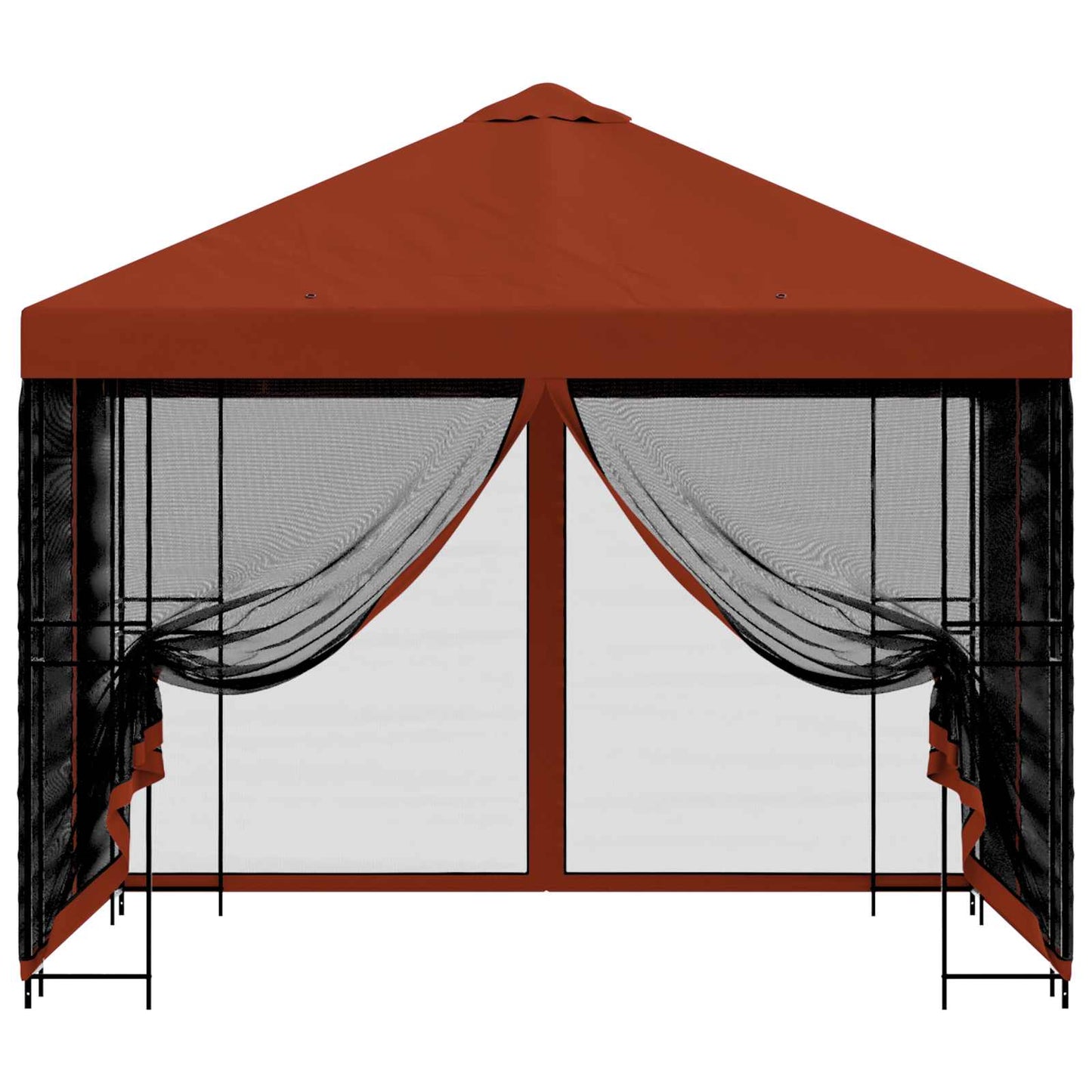 Hagepaviljong med sidevegger 3 x 3 m Terrakotta