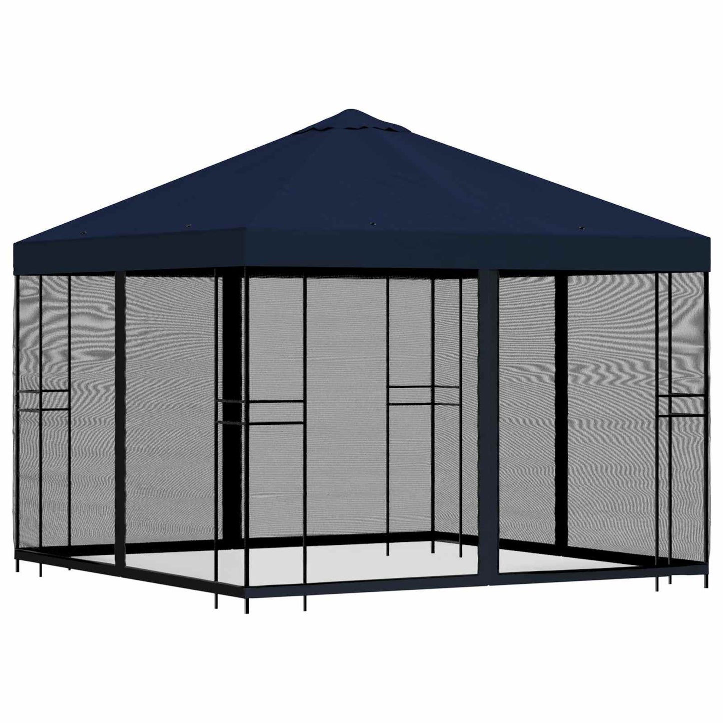 Hagepaviljong med sidevegger 3 x 3 m Blå Polyester og stål