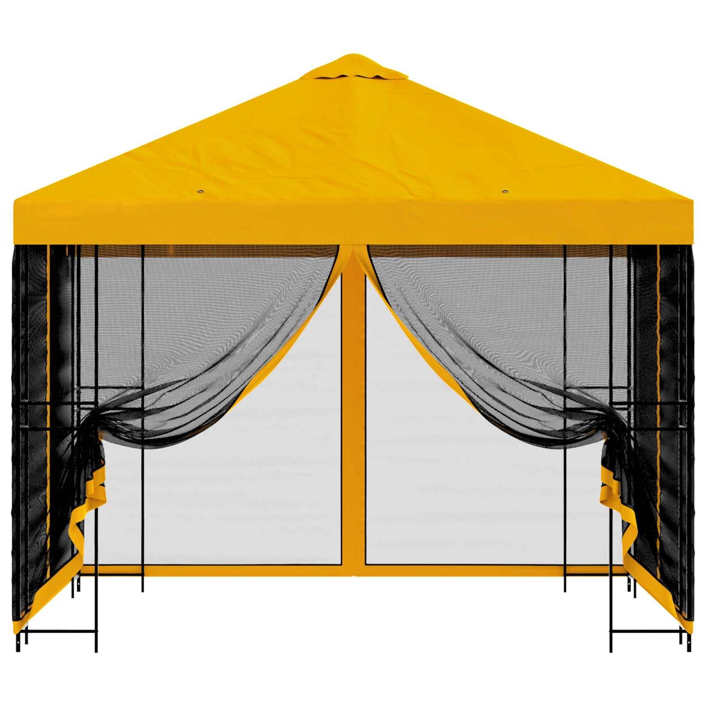 Hagepaviljong med sidevegger 3 x 3 m Gul Polyester og stål