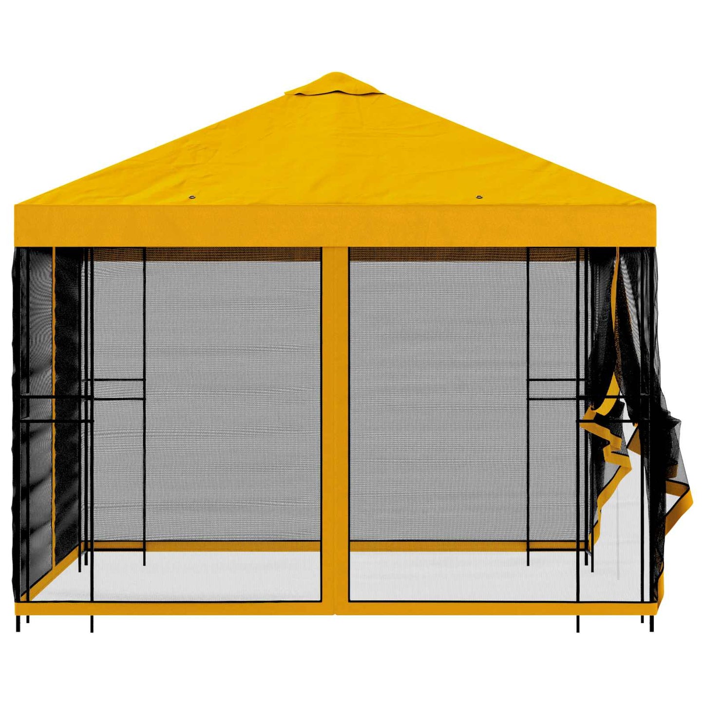 Hagepaviljong med sidevegger 3 x 3 m Gul Polyester og stål