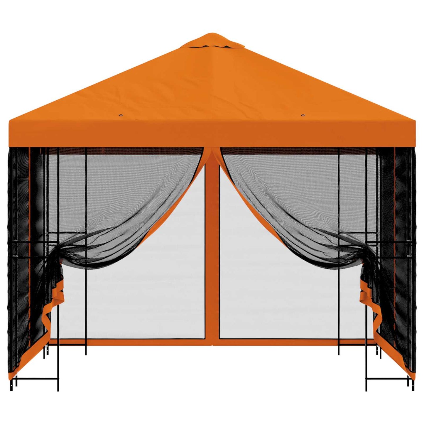 Hagepaviljong med sidevegger 3 x 3 m Oransje Polyester og stål