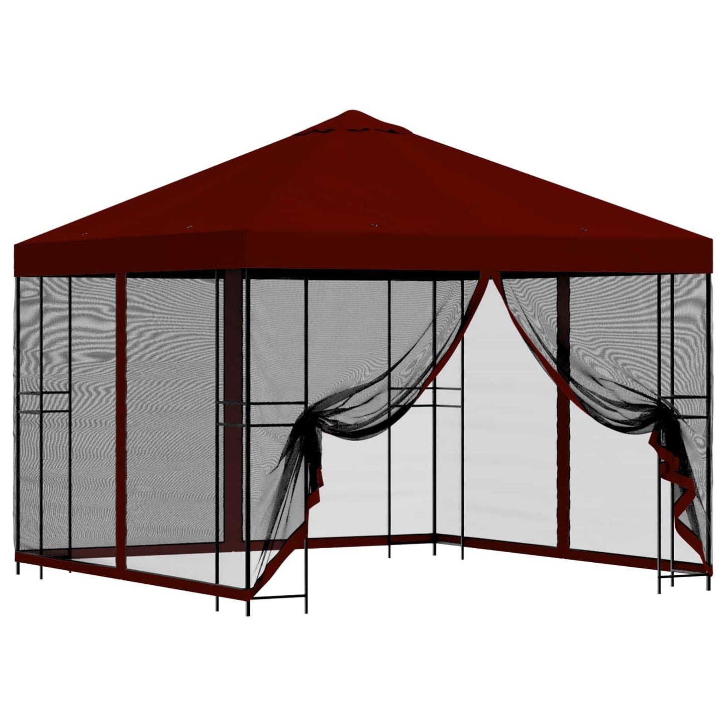 Hagepaviljong med sidevegger 3 x 3 m Burgunder