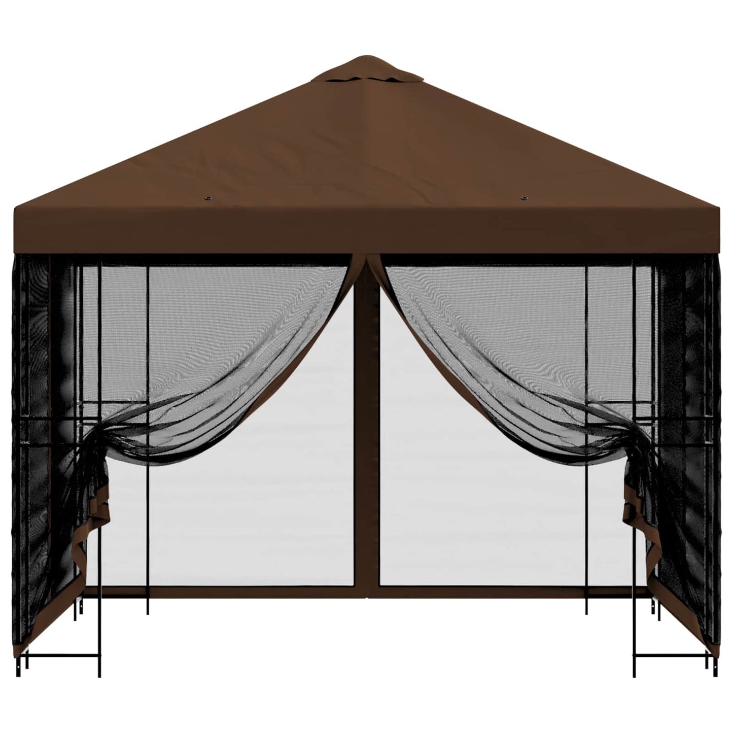 Hagepaviljong med sidevegger 3 x 3 m Brun Polyester og stål 190