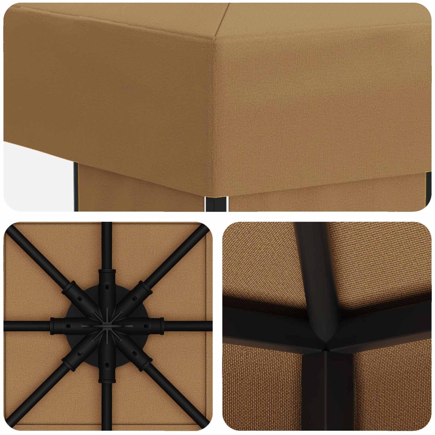 Paviljong 3 x 3 m Beige Polyester og stål 190 gsm
