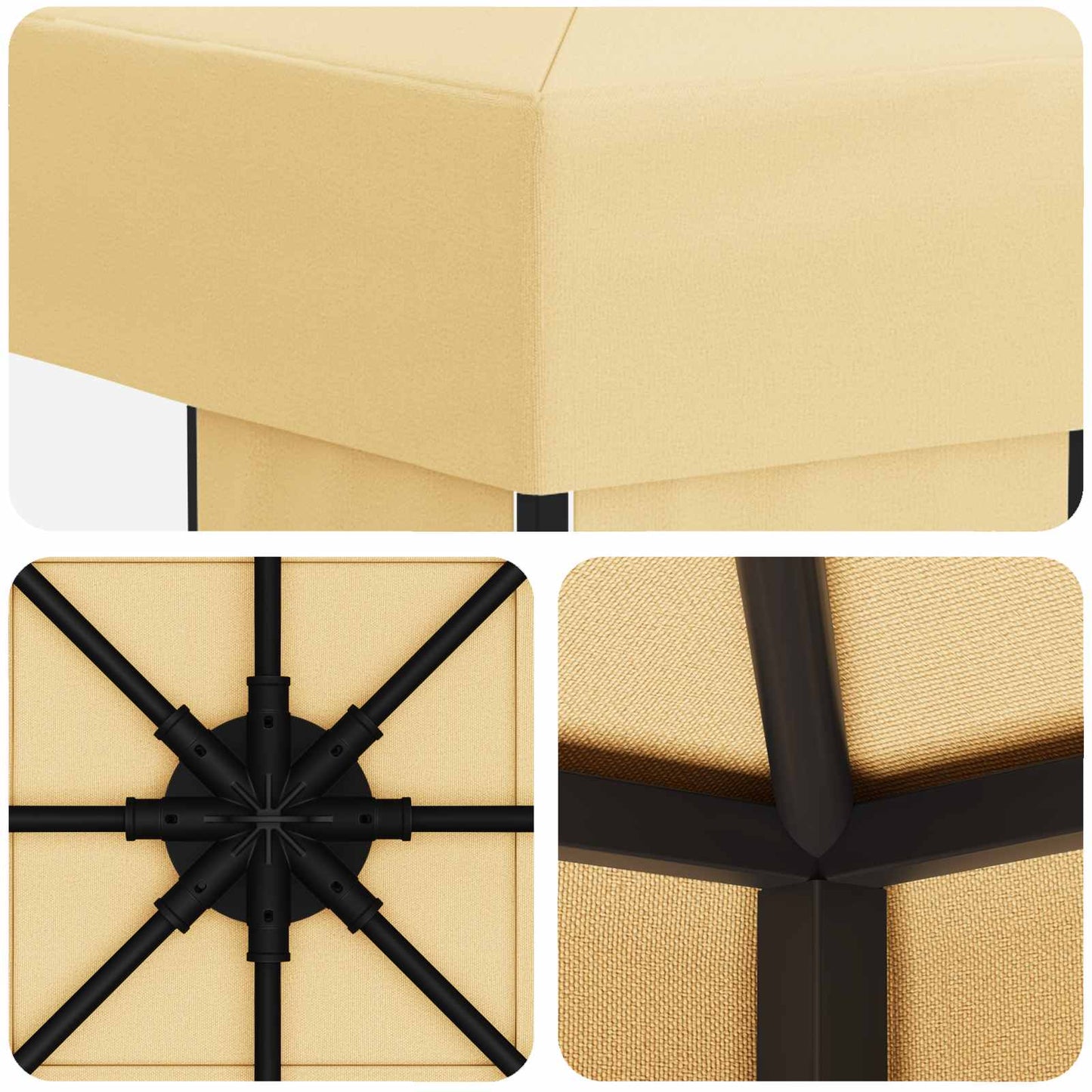 Paviljong 3 x 3 m Krem Polyester og stål 190 gsm