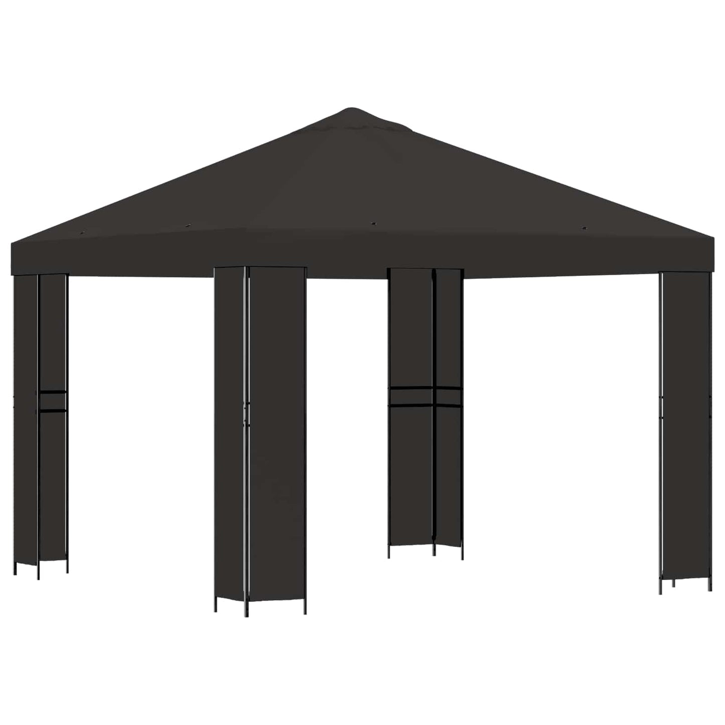 Paviljong 3 x 3 m Antrasitt Polyester og stål 190 gsm