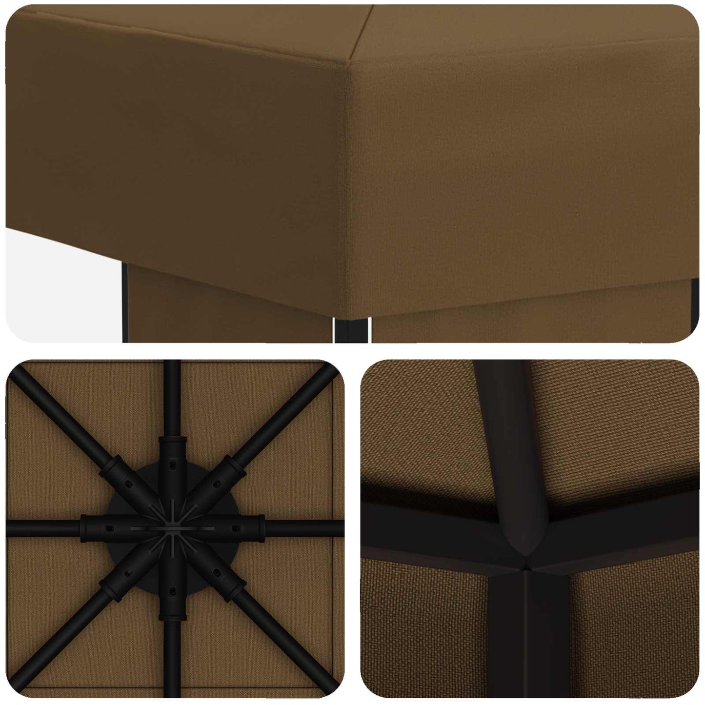 Paviljong 3 x 3 m Gråbrun Polyester og stål 190 gsm