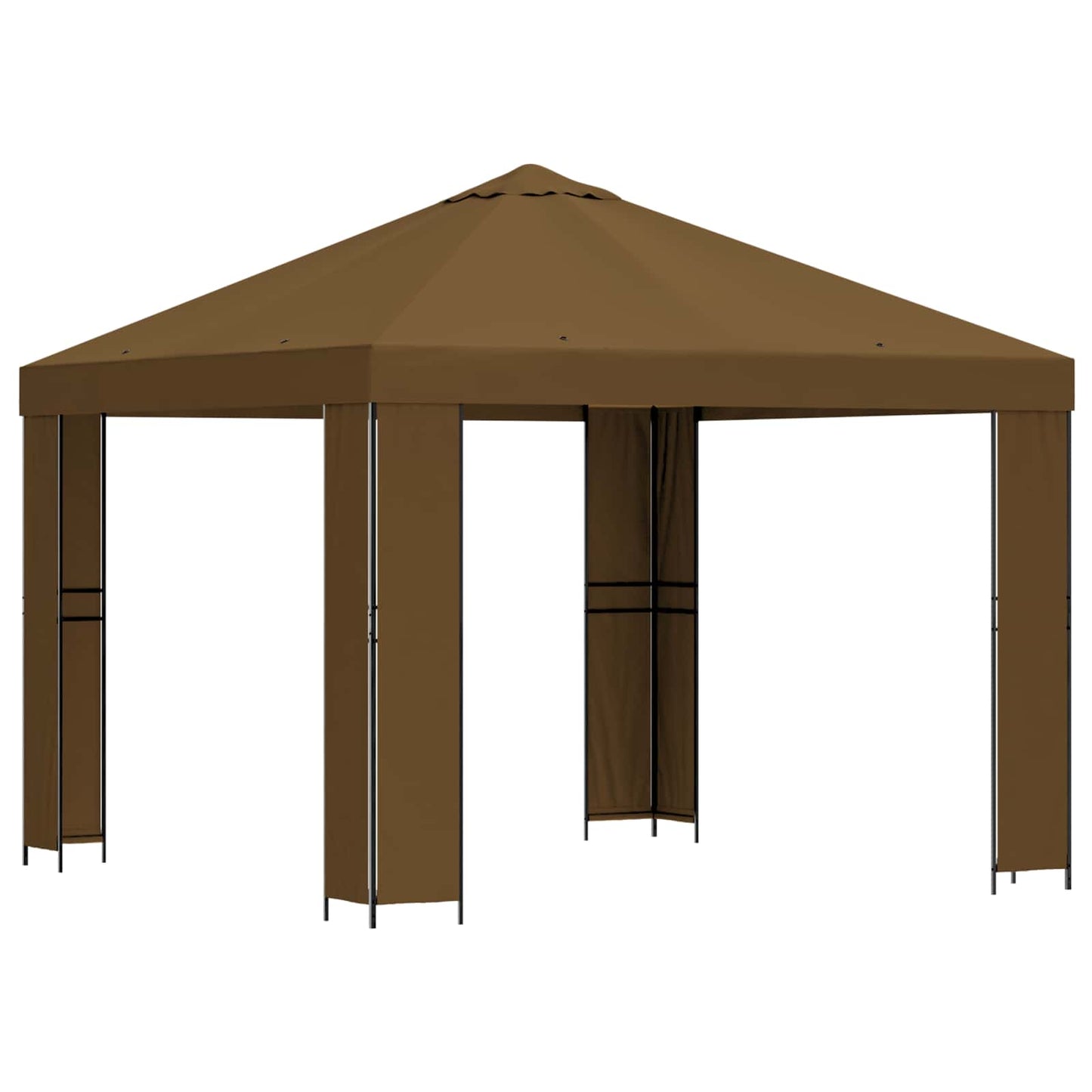 Paviljong 3 x 3 m Gråbrun Polyester og stål 190 gsm
