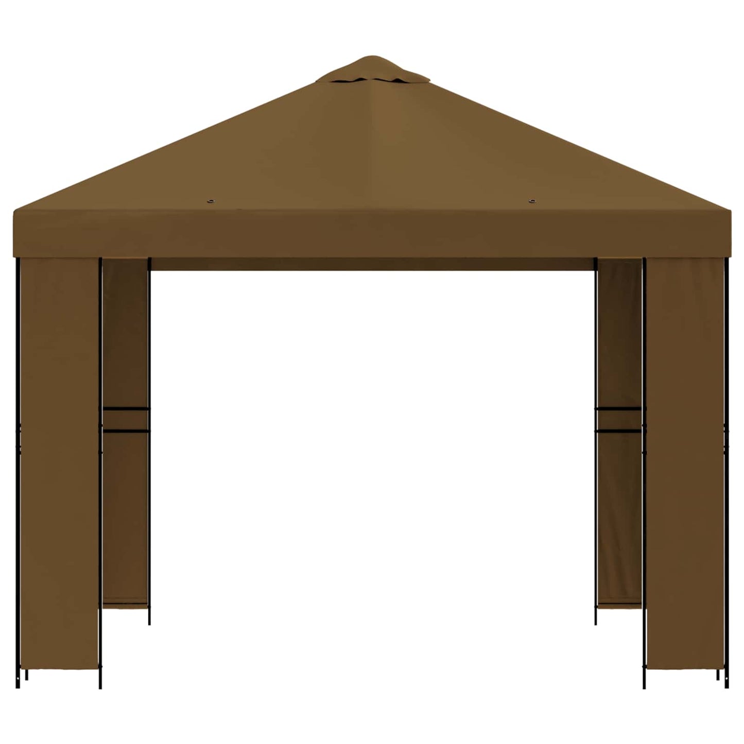 Paviljong 3 x 3 m Gråbrun Polyester og stål 190 gsm