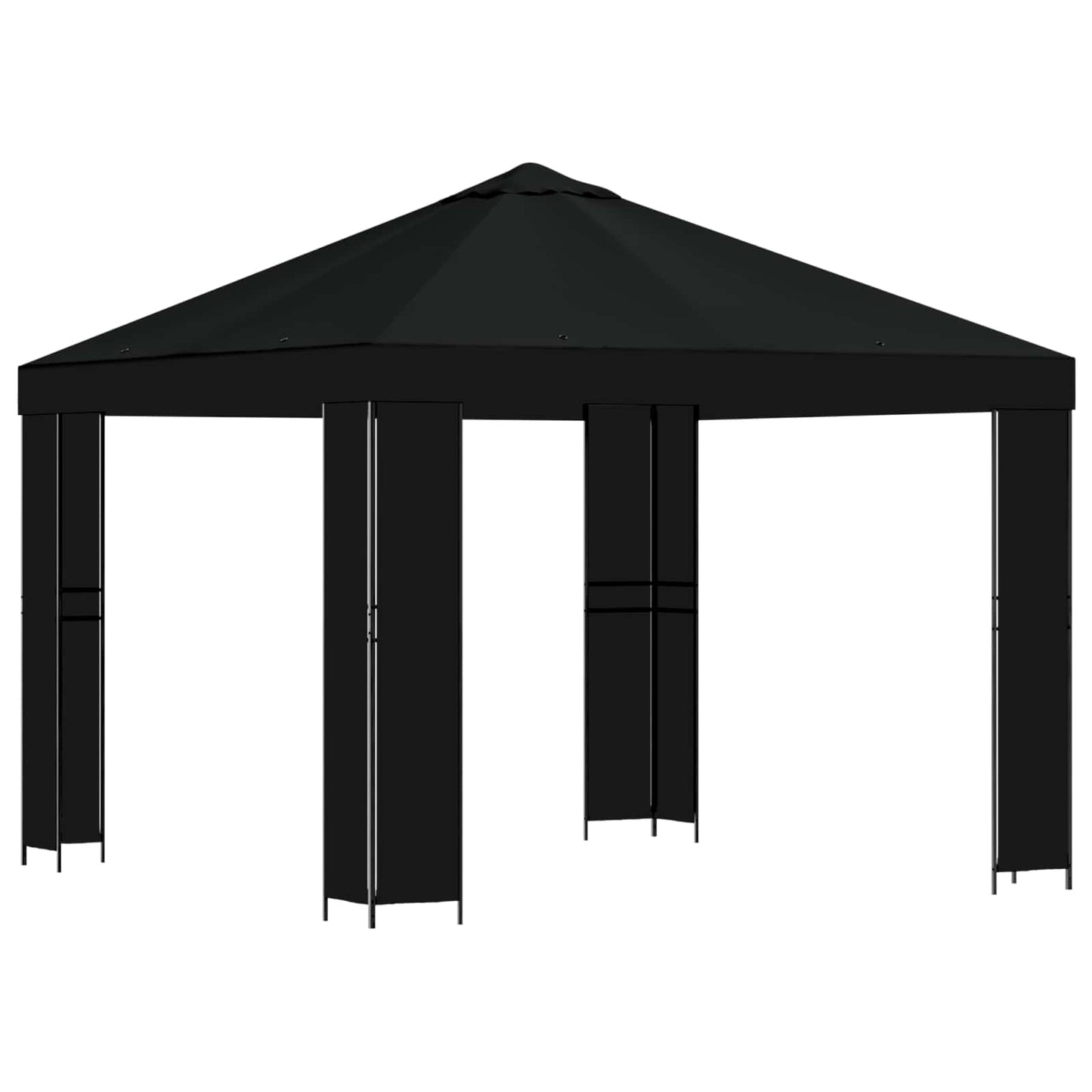 Paviljong 3 x 3 m Svart Polyester og stål 190 gsm