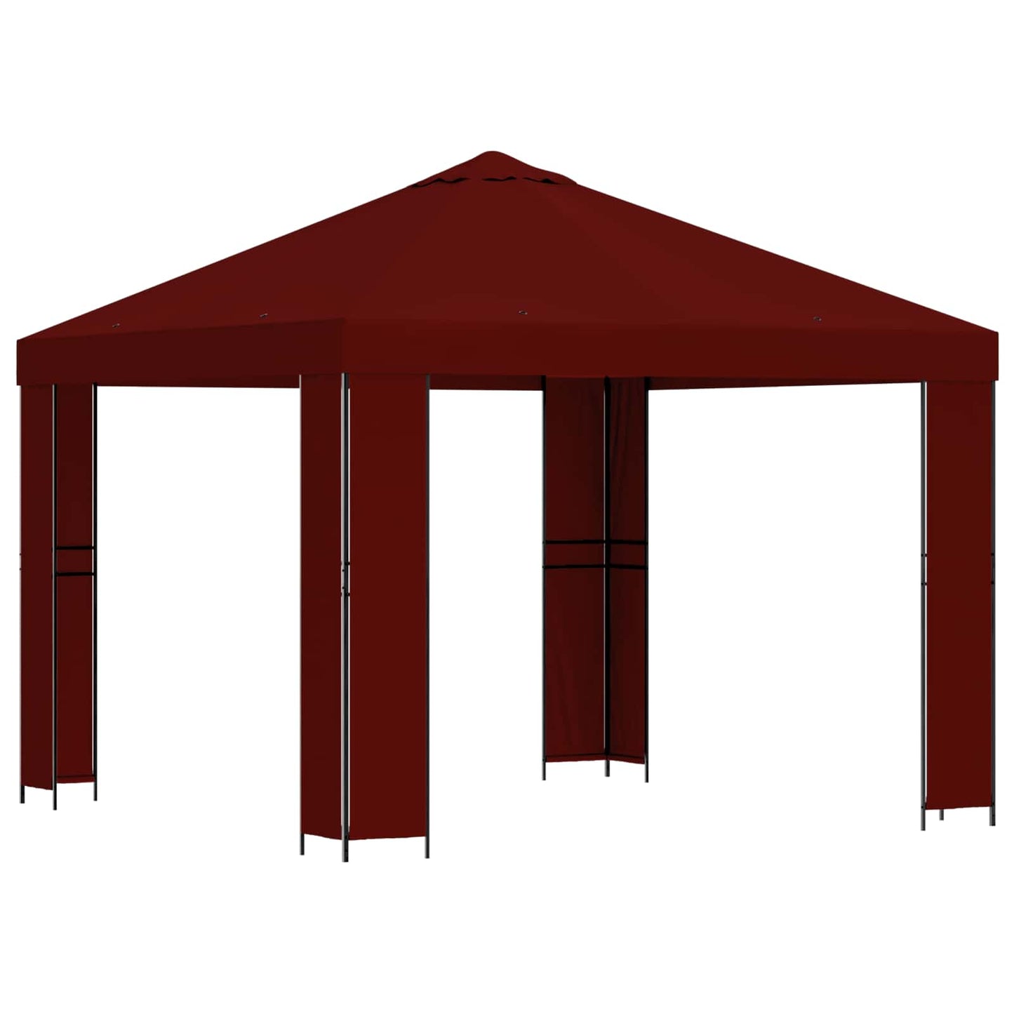Paviljong 3 x 3 m Burgunder Polyester og stål 190 gsm