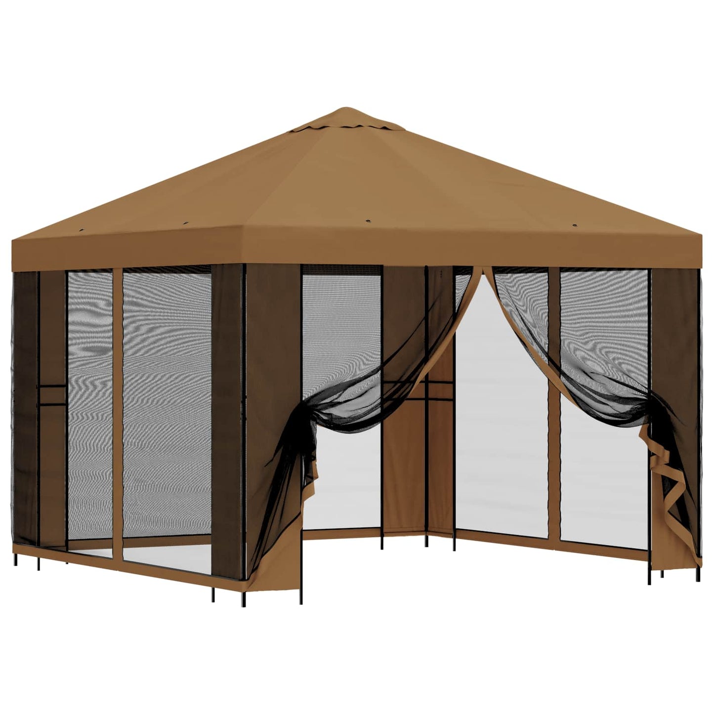 Hagepaviljong med sidevegger 3 x 3 m Beige Polyester og stål
