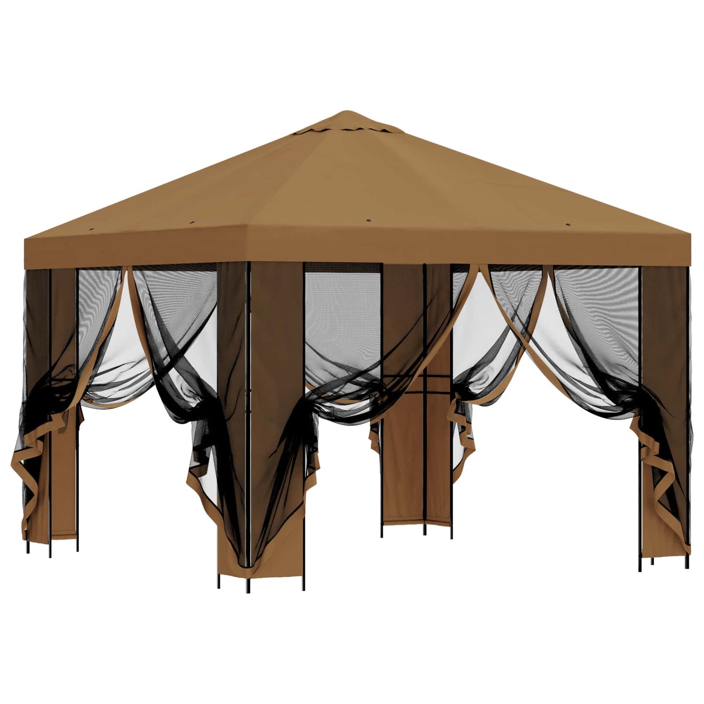 Hagepaviljong med sidevegger 3 x 3 m Beige Polyester og stål