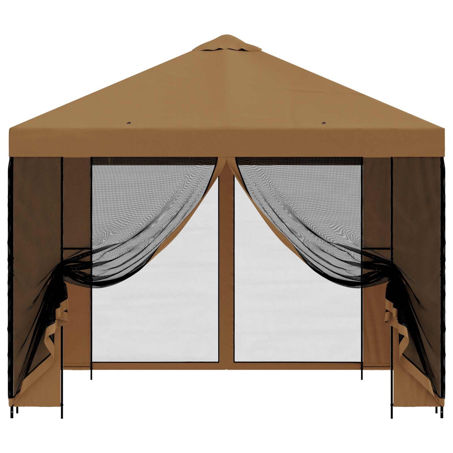Hagepaviljong med sidevegger 3 x 3 m Beige Polyester og stål